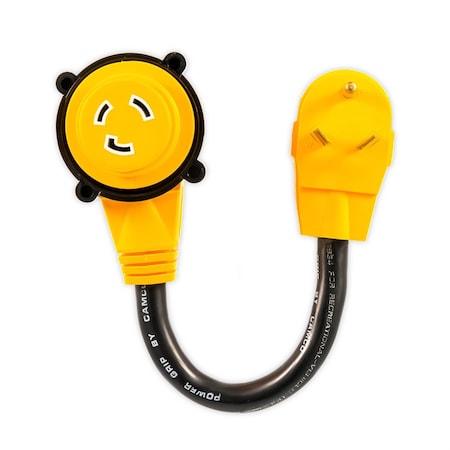 Camco 30M AMP STD/30F AMP LOCKING ADAPTER POWERGRIP 90 DEGREE 18IN 55522